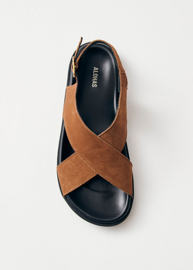 Nico Suede Leather Sandals Brown