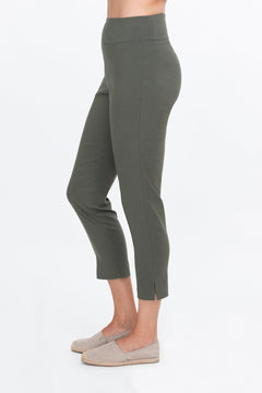 Eeva Slit Capri Trousers Olive Green