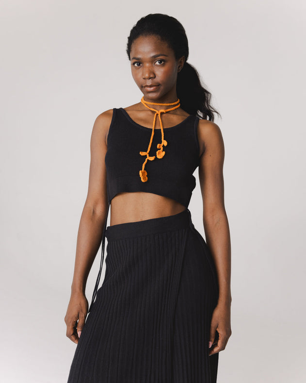 Drebulė Cotton Crop Top Black