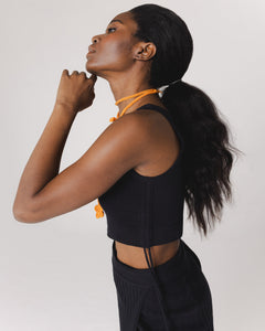 Drebulė Cotton Crop Top Black