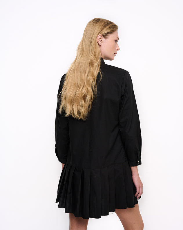 Pleated Mini Dress Black