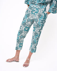 Kirki Print Cropped Trousers Blue