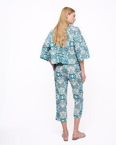 Kirki Print Cropped Trousers Blue