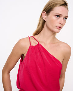 One Shoulder Top Magenta