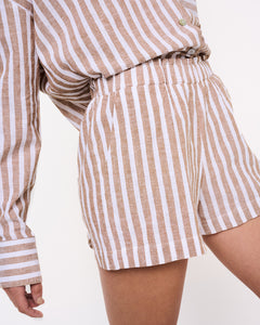 Puro Striped Shorts Beige