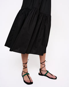 Puff Sleeve Midi Dress Black