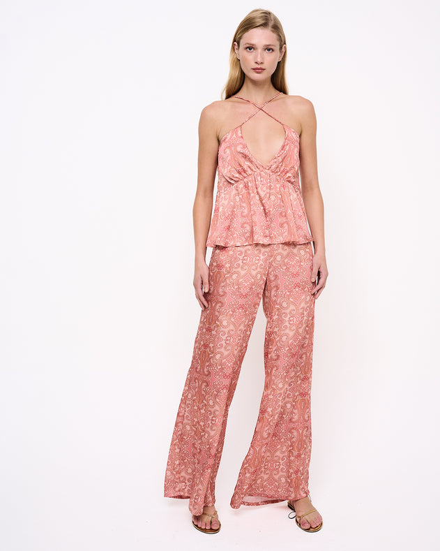 Horizon Print Loose Cut Trousers Light Pink