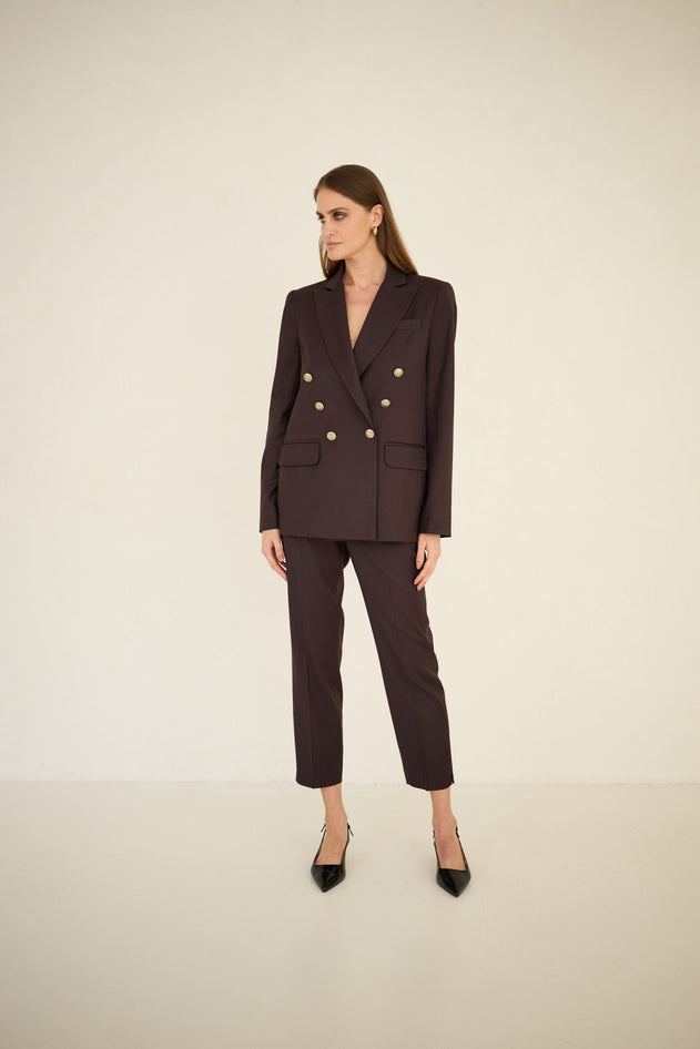 Enteliér Dubbelrijige Blazer Chocoladebruin