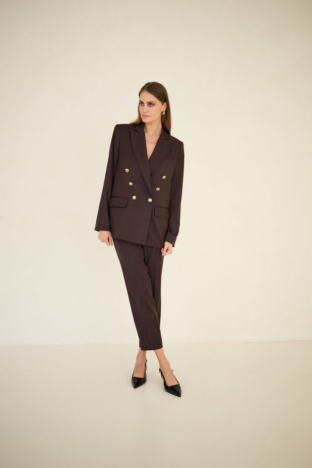 Enteliér Dubbelrijige Blazer Chocoladebruin