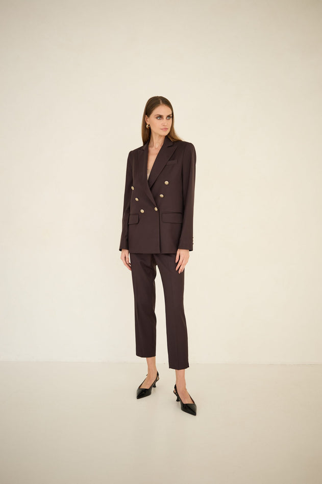 Enteliér Dubbelrijige Blazer Chocoladebruin