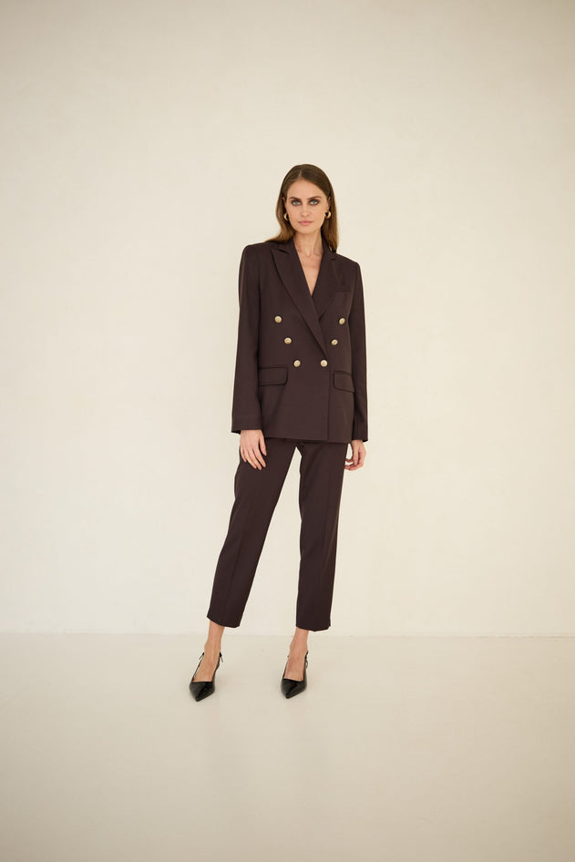 Enteliér Dubbelrijige Blazer Chocoladebruin