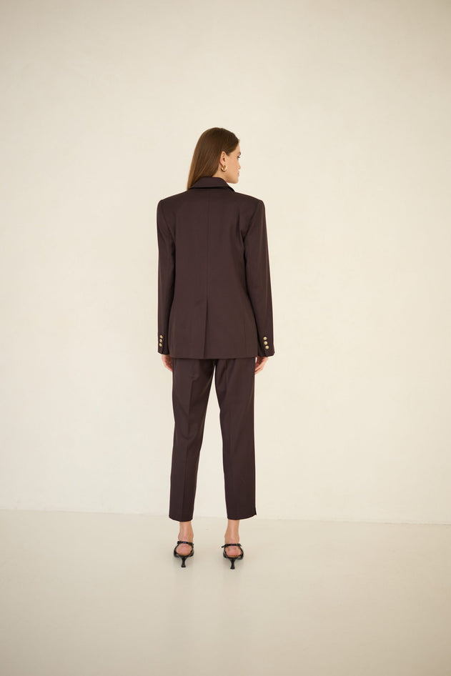 Enteliér Dubbelrijige Blazer Chocoladebruin