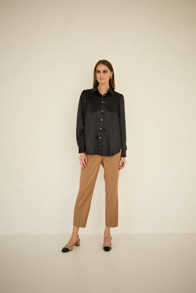 Enteliér Zijden Blouse Zwart