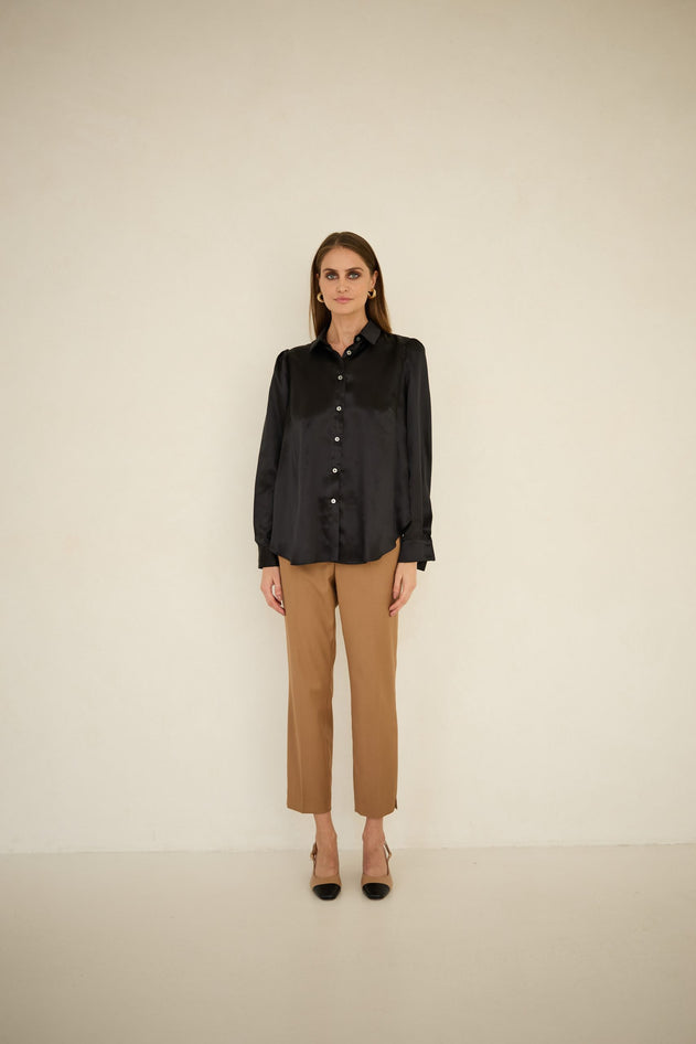 Enteliér Zijden Blouse Zwart