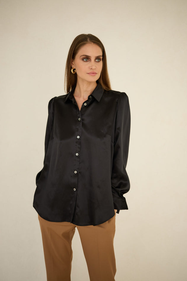 Enteliér Zijden Blouse Zwart