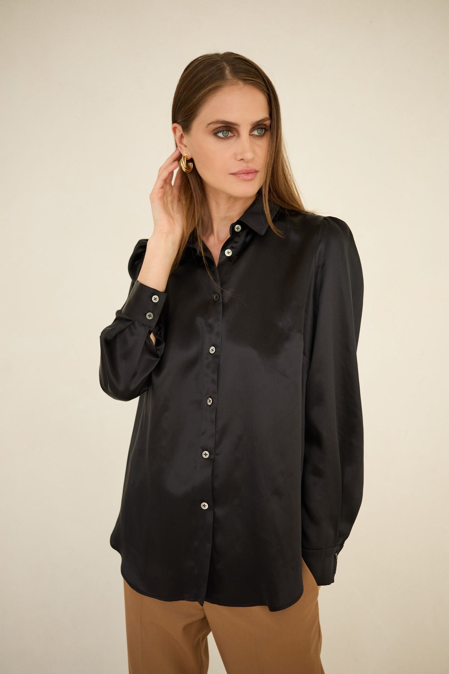 Enteliér Zijden Blouse Zwart