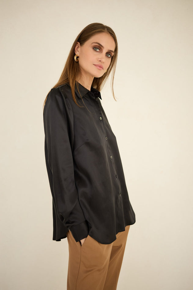 Enteliér Zijden Blouse Zwart