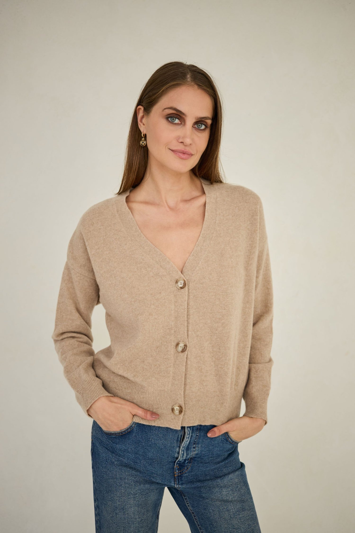 Cashmere Blend Cardigan Beige
