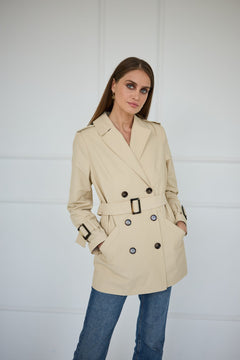 Short Trench Coat Light Beige