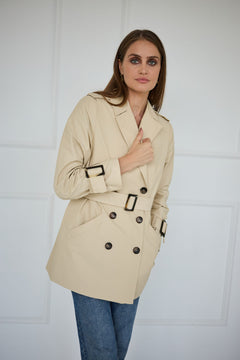 Short Trench Coat Light Beige