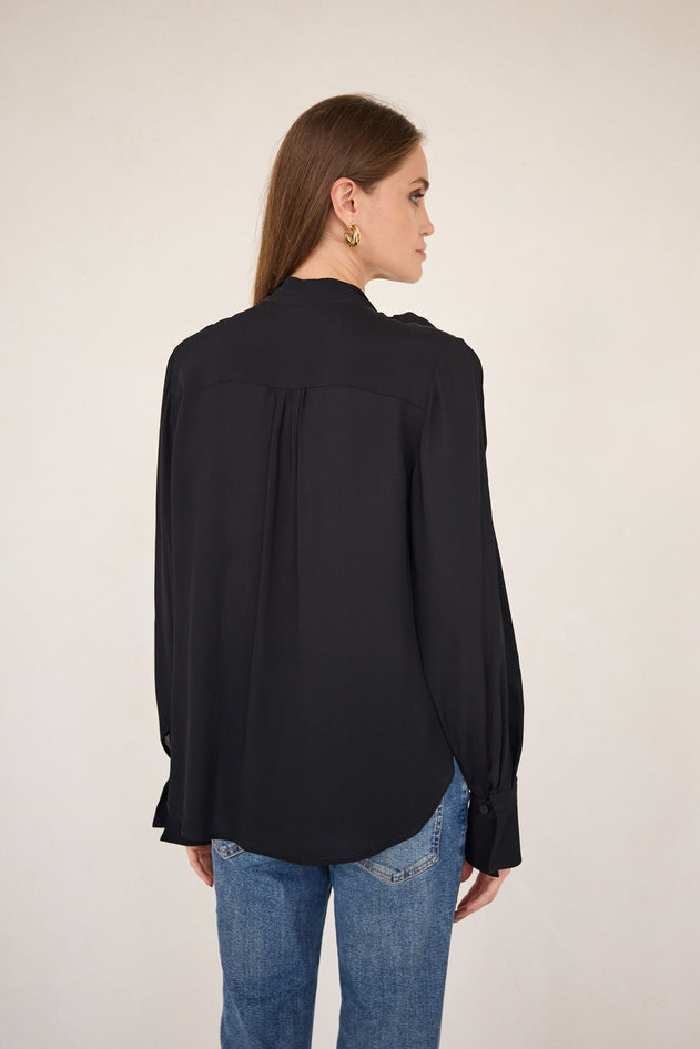 Enteliér Viscose Blouse met Ceintuur Zwart