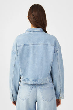 Amara Minimal Stretch Boxy Denim Jacket Light Blue