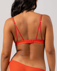 Mesh Cut-Out Triangle Bralette Fiery Red