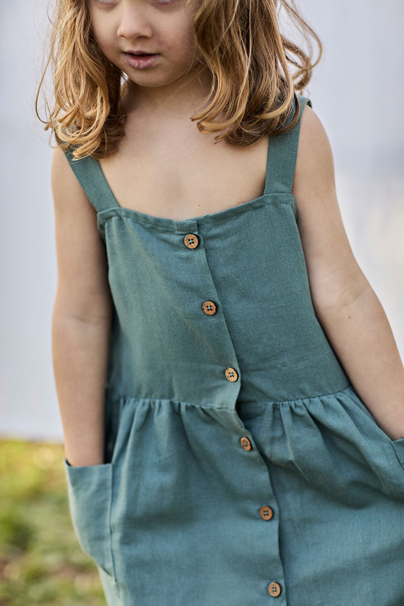 Kids' Cross Back Dress Aquamarine Blue