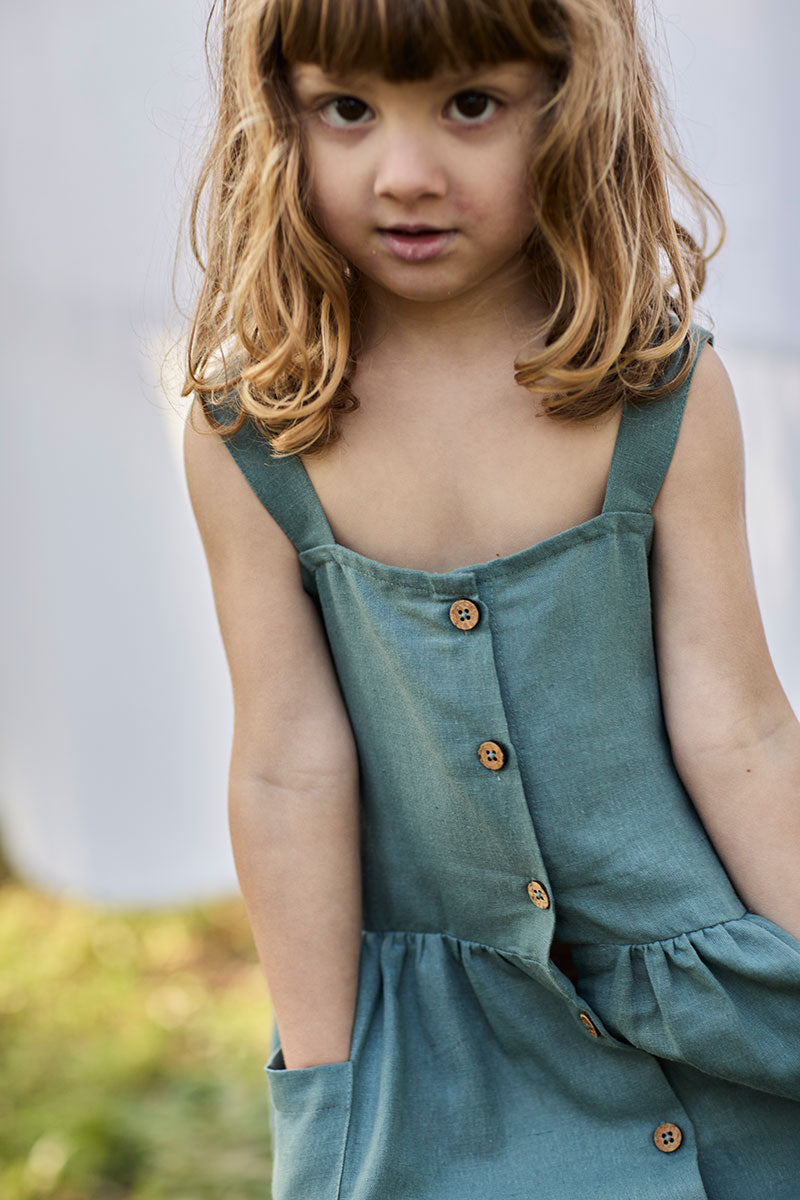 Kids' Cross Back Dress Aquamarine Blue