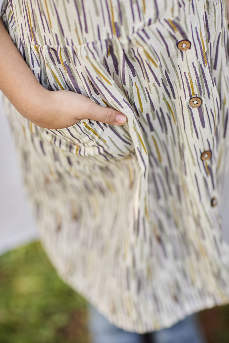 Kids' Cross Back Dress Jungle Beige