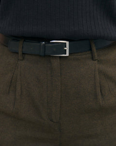 High-Waist Flannel Pants Twill Brown