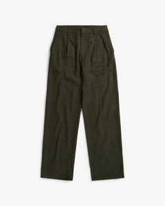 High Waist Flannel Pantalone Moss Green