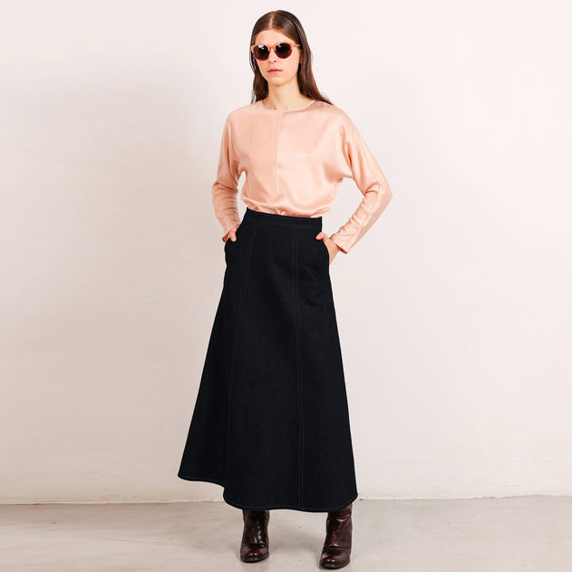 Flow Denim Skirt Black