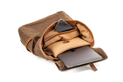 Waxed Cotton Square Backpack Brown