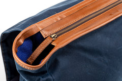 Waxed Cotton Square Backpack Blue