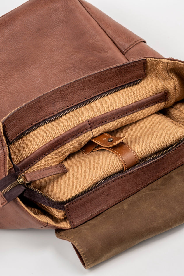 Boston Leren Rugzak Tobacco