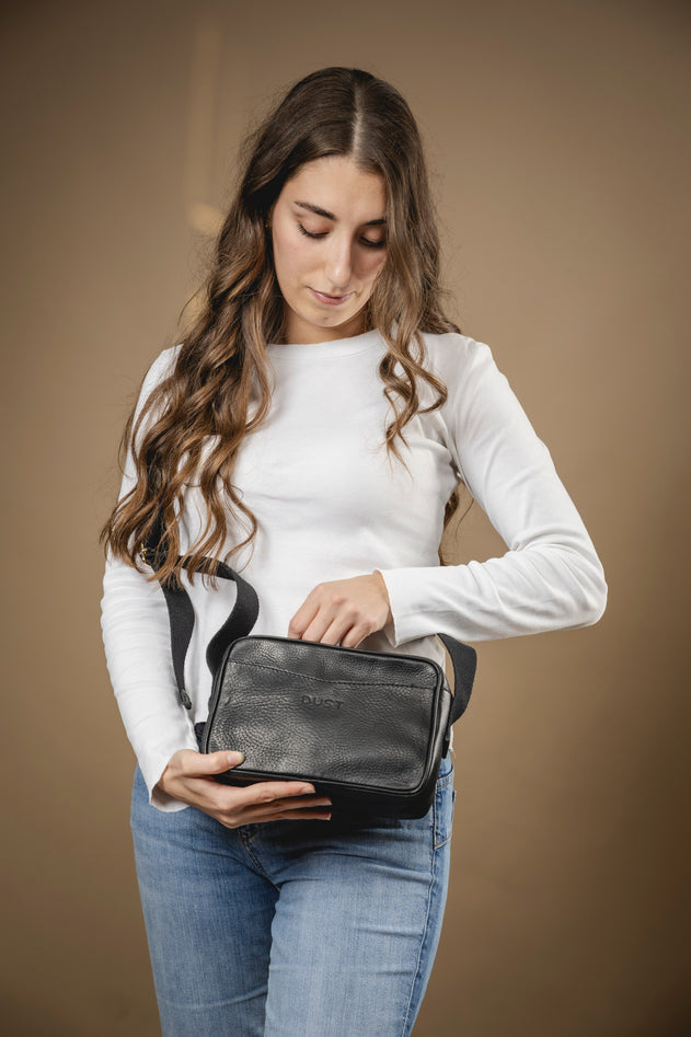 Sausalito Leren Crossbodytas Zwart