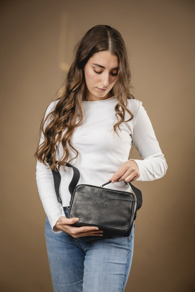 Sausalito Leren Crossbodytas Zwart