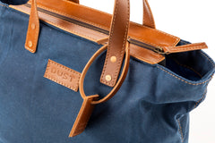 Waxed Cotton Tote Made In USA Blue