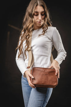 Leather Crossbody Sausalito Collection Tobacco