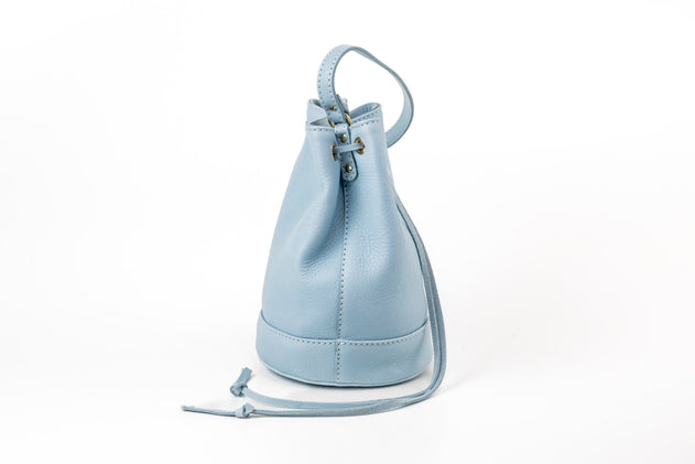 Chelsea Leren Bucket Tas Lichtblauw
