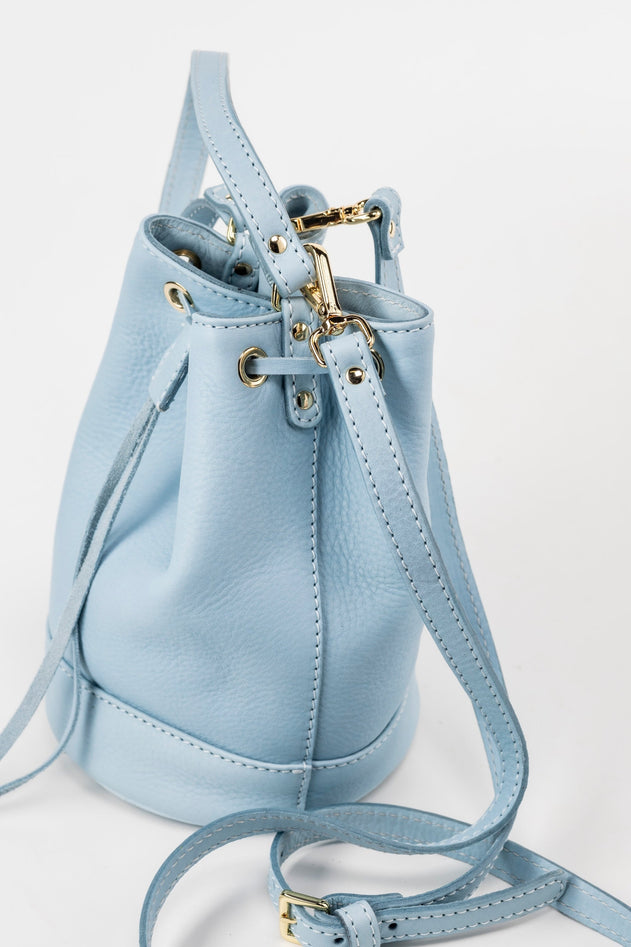Chelsea Leren Bucket Tas Lichtblauw