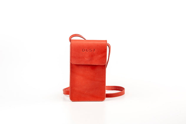Leather Phone Holder Silicon Valley Collection Red