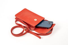Leather Phone Holder Silicon Valley Collection Red