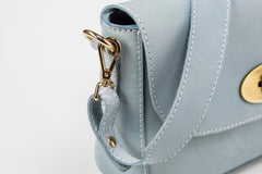 Leather Crossbody Broadway Collection Light Blue