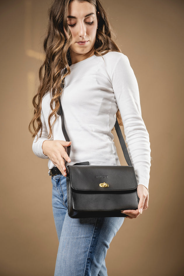 Santa Fe Leren Crossbodytas Zwart