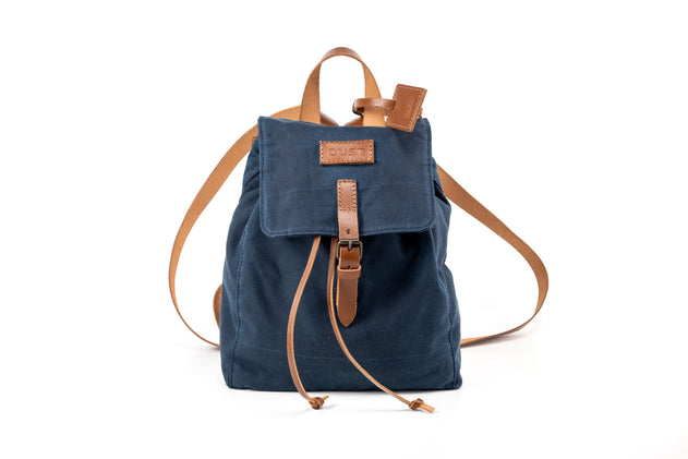 Waxed Cotton Backpack Blue
