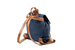 Waxed Cotton Backpack Blue
