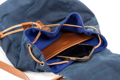Waxed Cotton Backpack Blue