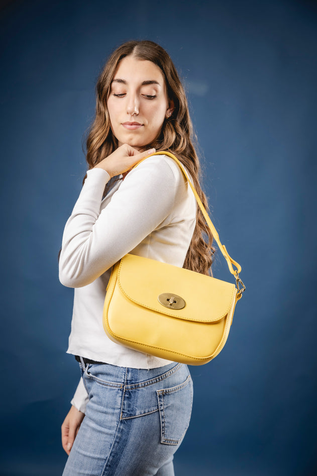 Leather Crossbody Broadway Collection Yellow